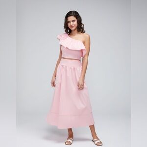 WILDFOX DAVENAY MAXI SKIRT AND CROP TOP SET CRYSTAL TRIM  PINK SIZE MEDIUM NWOT